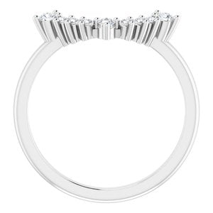 14K White Gold Round Polished 1/6 Ctw Natural Diamond Matching Band Size 7