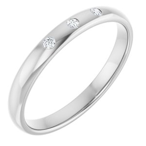 14K White Gold Round 1.5 Mm G-H Si2-Si3 .04 Ctw Natural Diamond Half-Round Comfort-Fit Band Size 6.5