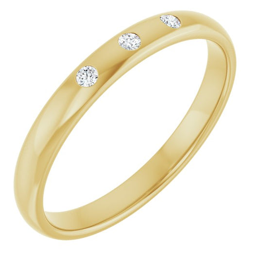 14K Yellow Gold Round 1.5 Mm Si2-Si3, G-H Polished .04 Ctw Natural Diamond Half-Round Comfort-Fit Band, Size 5