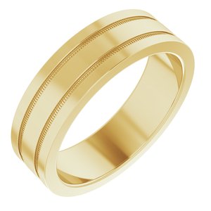 14K Yellow Gold 6 Mm Polished Flat Comfort-Fit Band With Milgrain Size 11.5