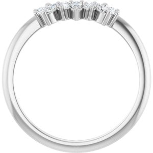14K White Gold Marquise 3 X 1.5 Mm Polished 1/6 Ctw Lab Grown Diamond Contour Band Size 7
