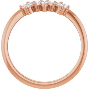 14K Rose Gold Marquise 3 X 1.5 Mm Polished 1/6 Ctw Lab Grown Diamond Contour Band Size 7
