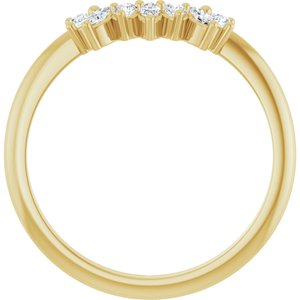 14K Yellow Gold Marquise 3 X 1.5 Mm Polished 1/6 Ctw Lab Grown Diamond Contour Band Size 7