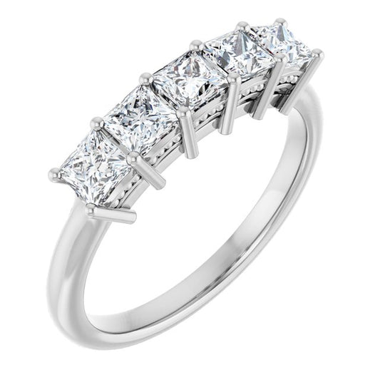 Platinum Square 3.25 X 3.25 Mm Polished 1 Ctw Natural Diamond Anniversary Band, Size 7