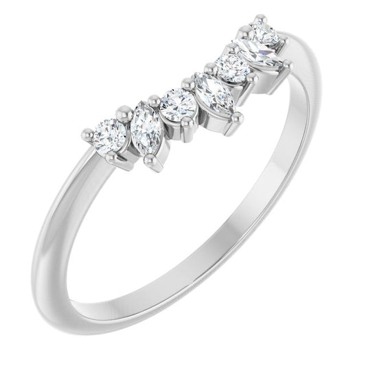 14K White Or Rose Gold Polished 1/6 Ctw Natural Diamond Contour Band, Size 7