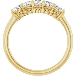 14K Yellow Gold Oval 5 X 3 Mm Polished 9/10 Ctw Lab-Grown Diamond Anniversary Band Size 7