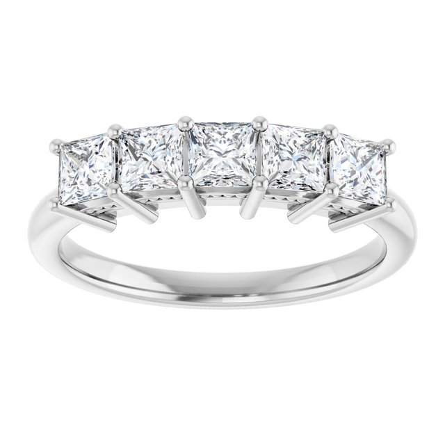 Platinum Square 3.25 X 3.25 Mm Polished 1 Ctw Natural Diamond Anniversary Band, Size 7