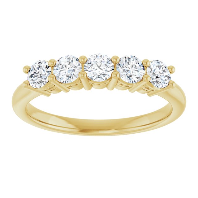 14K Yellow Gold Round 3 Mm Polished 1/2 Ctw Natural Diamond Anniversary Band, Size 7