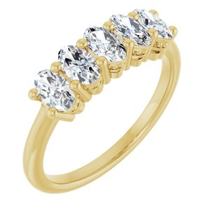 14K Yellow Gold Oval 5 X 3 Mm Polished 9/10 Ctw Lab-Grown Diamond Anniversary Band Size 7