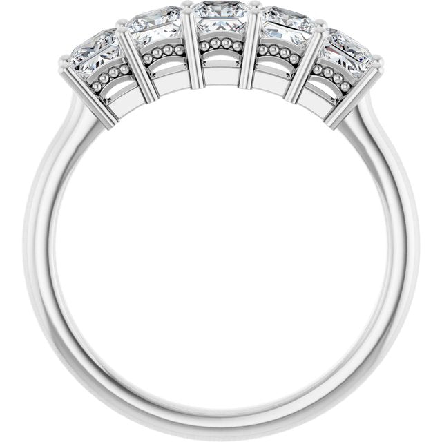 Platinum Square 3.25 X 3.25 Mm Polished 1 Ctw Natural Diamond Anniversary Band, Size 7