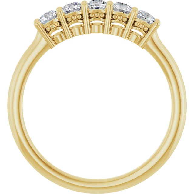 14K Yellow Gold Round 2.75 Mm Polished 1/3 Ctw Natural Diamond Anniversary Band, Size 7