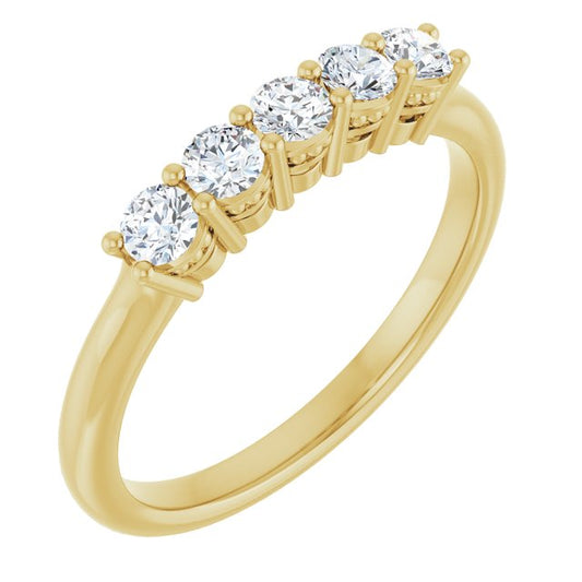 14K Yellow Gold Round 2.75 Mm Polished 1/3 Ctw Natural Diamond Anniversary Band, Size 7