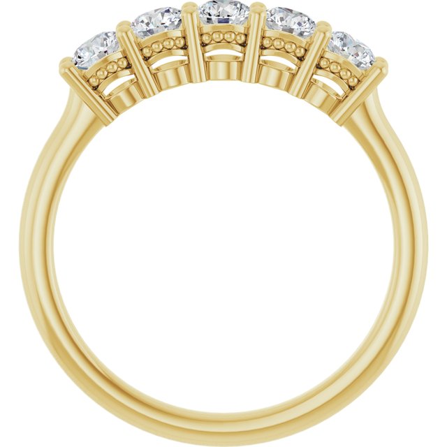 14K Yellow Gold Round 3 Mm Polished 1/2 Ctw Natural Diamond Anniversary Band, Size 7