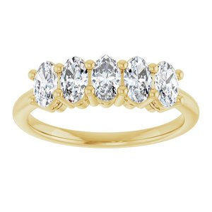 14K Yellow Gold Oval 5 X 3 Mm Polished 9/10 Ctw Lab-Grown Diamond Anniversary Band Size 7