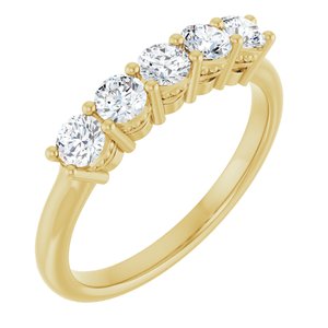 14K Yellow Gold Round 2 Mm Polished 1/6 Ctw Lab-Grown Diamond Anniversary Band Size 7