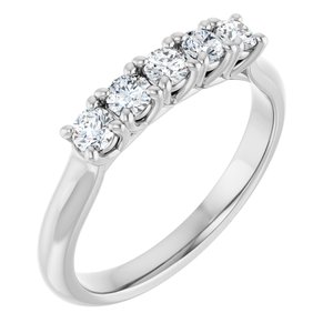 Platinum Round 3.8 Mm Polished 9/10 Ctw Natural Diamond Anniversary Band Size 7