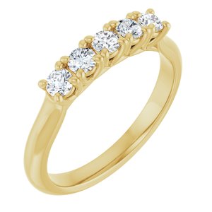 14K Yellow Gold Round 3.8 Mm Polished 9/10 Ctw Lab-Grown Diamond Anniversary Band Size 7