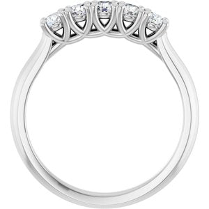 Platinum Round 3.8 Mm Polished 9/10 Ctw Natural Diamond Anniversary Band Size 7
