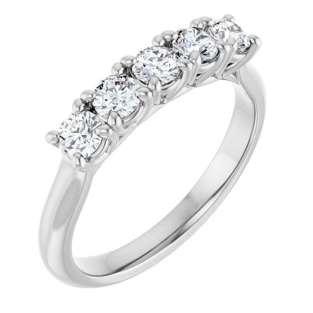 14K White Gold Round 3.2 Mm Polished 5/8 Ctw Lab-Grown Diamond Anniversary Band, Size 7