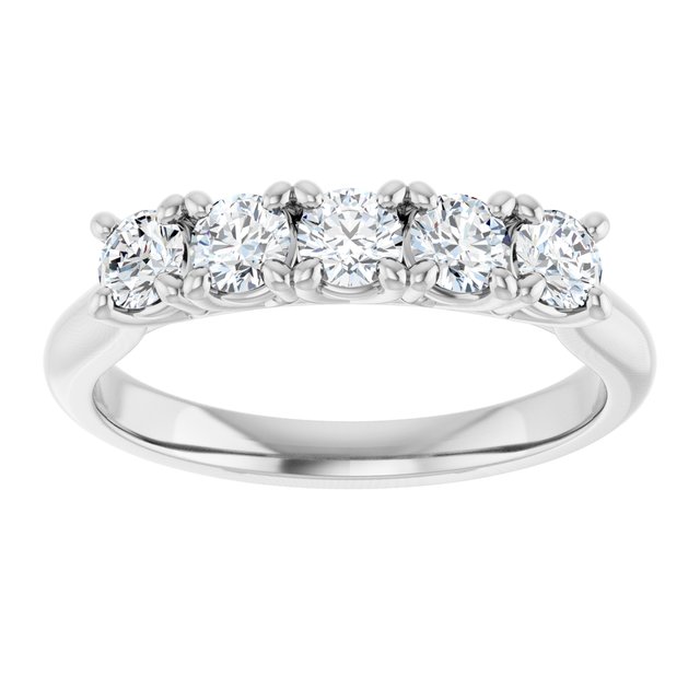 14K White Gold Round 3.2 Mm Polished 5/8 Ctw Lab-Grown Diamond Anniversary Band, Size 7