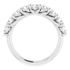 14K White Gold 3.5 Mm Polished 1 1/3 Ctw Natural Diamond Anniversary Band Size 7