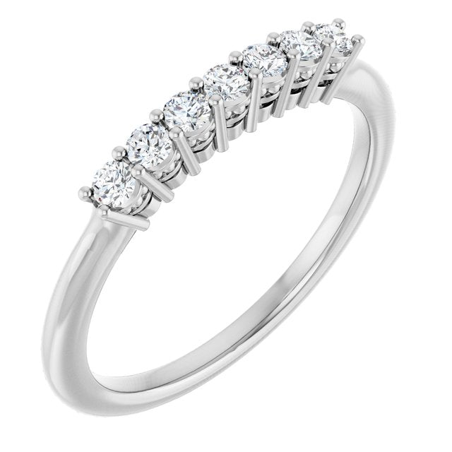 14K Yellow Or White Gold Round 2 Mm Polished 1/5 Ctw Lab-Grown Diamond Anniversary Band Size 7