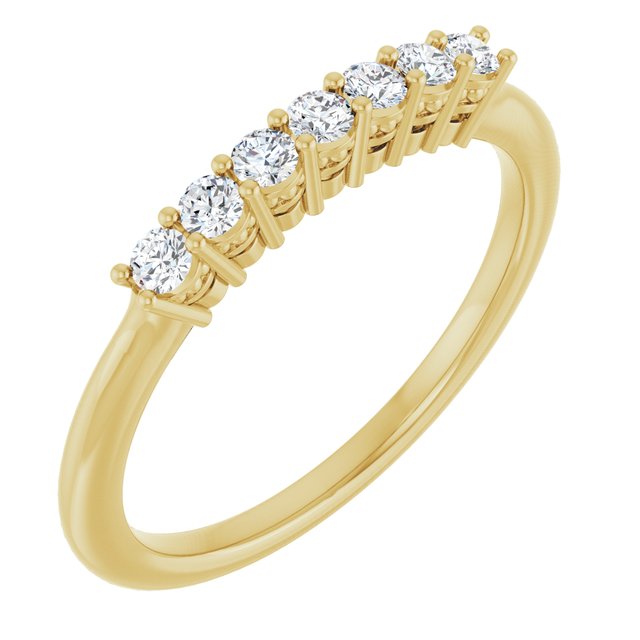 14K Yellow Or White Gold Round 2 Mm Polished 1/5 Ctw Lab-Grown Diamond Anniversary Band Size 7