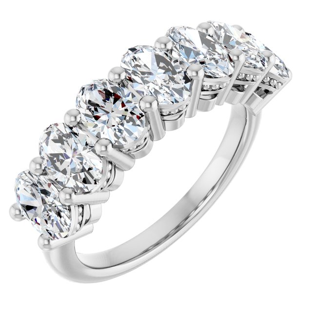 14K Yellow Or White Gold Oval 6 X 4 Mm Polished 2 3/4 Ctw Lab-Grown Diamond Anniversary Band Size 7