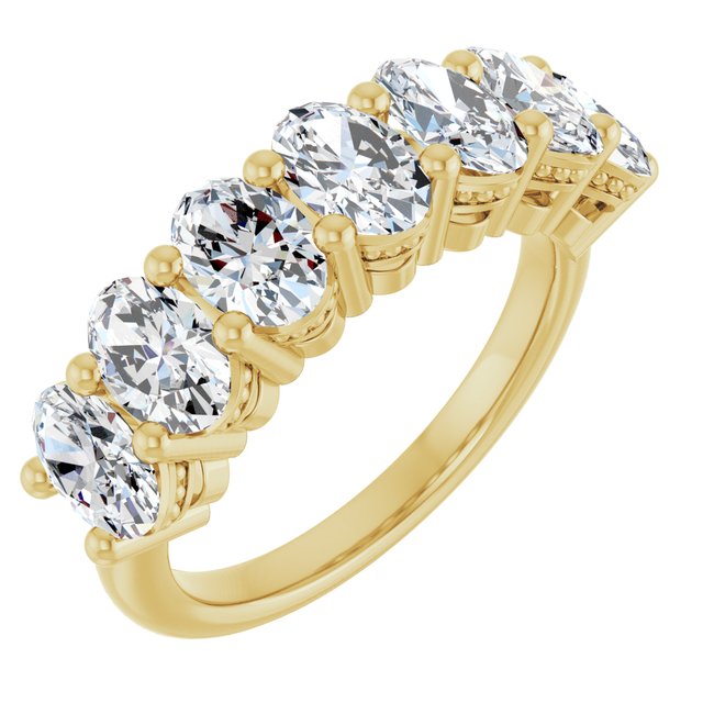 14K Yellow Or White Gold Oval 6 X 4 Mm Polished 2 3/4 Ctw Lab-Grown Diamond Anniversary Band Size 7