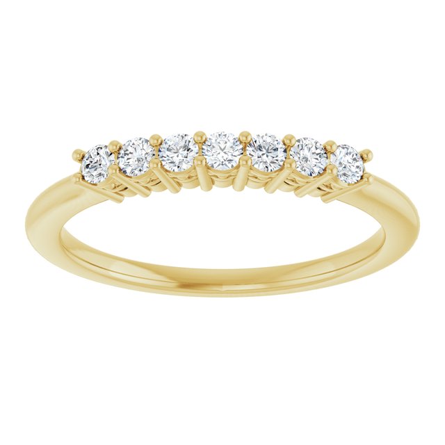 14K Yellow Or White Gold Round 2 Mm Polished 1/5 Ctw Lab-Grown Diamond Anniversary Band Size 7