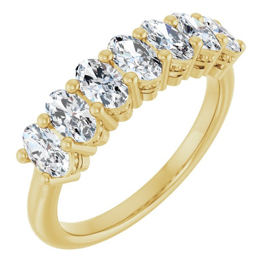 14K Yellow Gold Oval 5 X 3 Mm Polished 1 1/3 Ctw Lab-Grown Diamond Anniversary Band Size 7