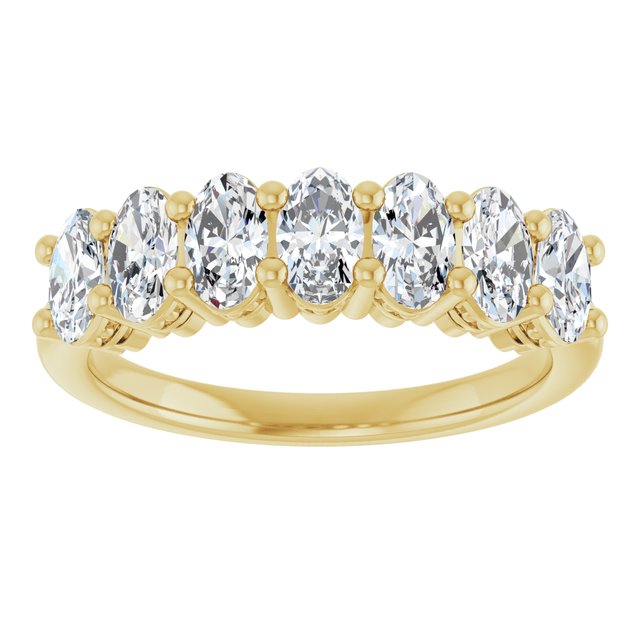 14K Yellow Gold Oval 5 X 3 Mm Polished 1 1/3 Ctw Lab-Grown Diamond Anniversary Band Size 7