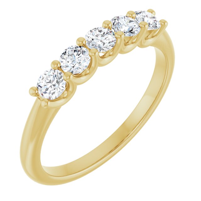 14K Yellow Or White Gold Round Polished Lab-Grown Diamond Anniversary Band, Size: 7