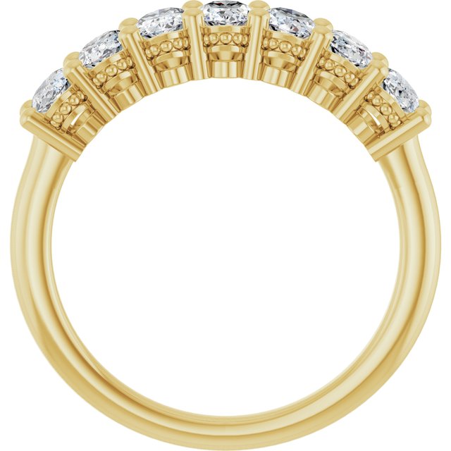14K Yellow Gold Oval 5 X 3 Mm Polished 1 1/3 Ctw Lab-Grown Diamond Anniversary Band Size 7