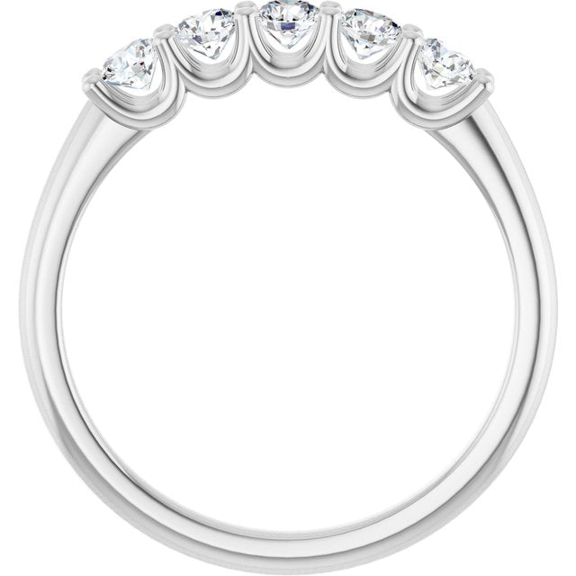 14K White Gold Round Polished Natural Diamond Anniversary Band, Size: 7