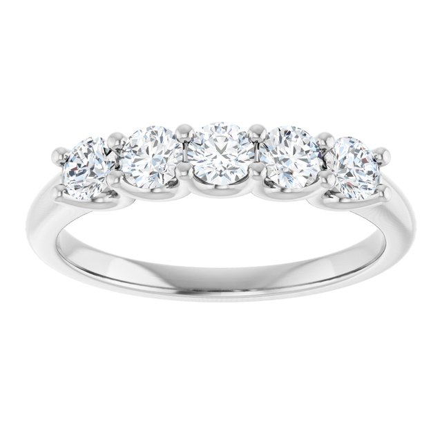 14K Yellow Or White Gold Round Polished Lab-Grown Diamond Anniversary Band, Size: 7