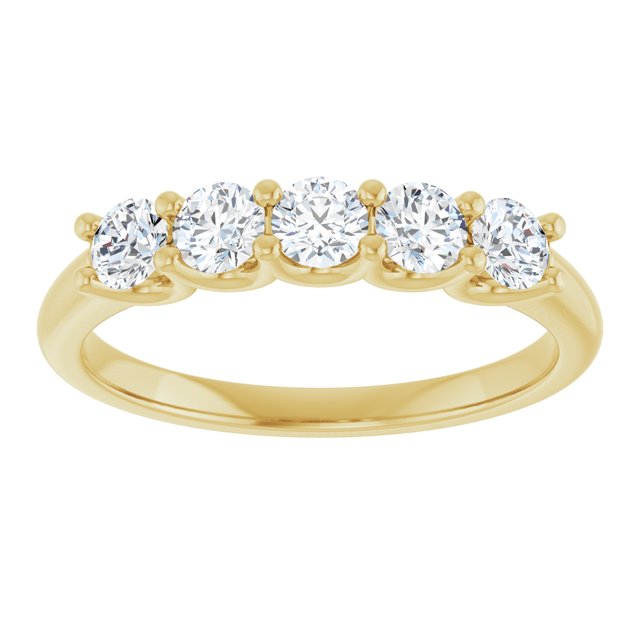 14K Yellow Or White Gold Round Polished Lab-Grown Diamond Anniversary Band, Size: 7