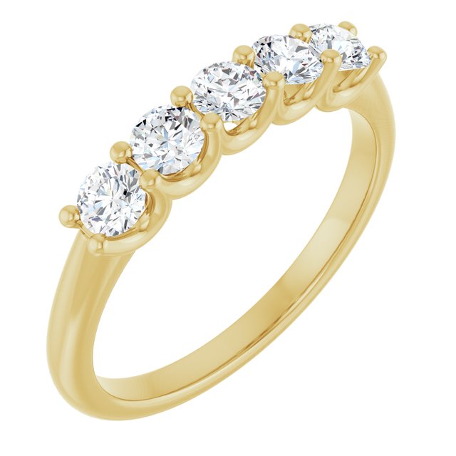 14K Yellow Or White Gold Round Polished Lab-Grown Diamond Anniversary Band, Size: 7
