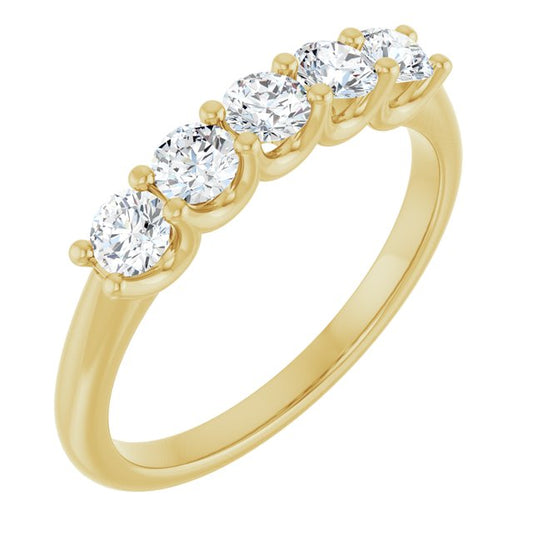 14K Yellow Or White Gold Round Polished Lab-Grown Diamond Anniversary Band, Size: 7