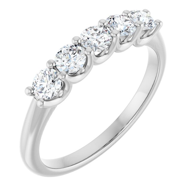 14K Yellow Or White Gold Round Polished Lab-Grown Diamond Anniversary Band, Size: 7