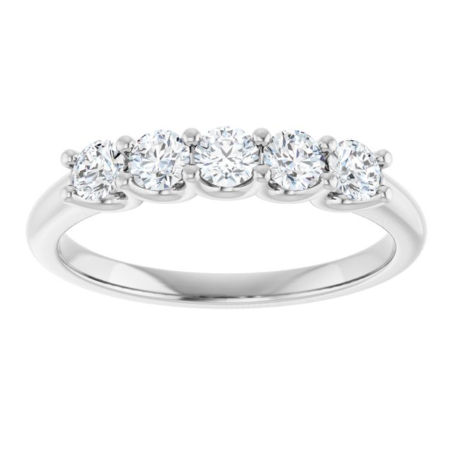 14K White Gold Round Polished Natural Diamond Anniversary Band, Size: 7