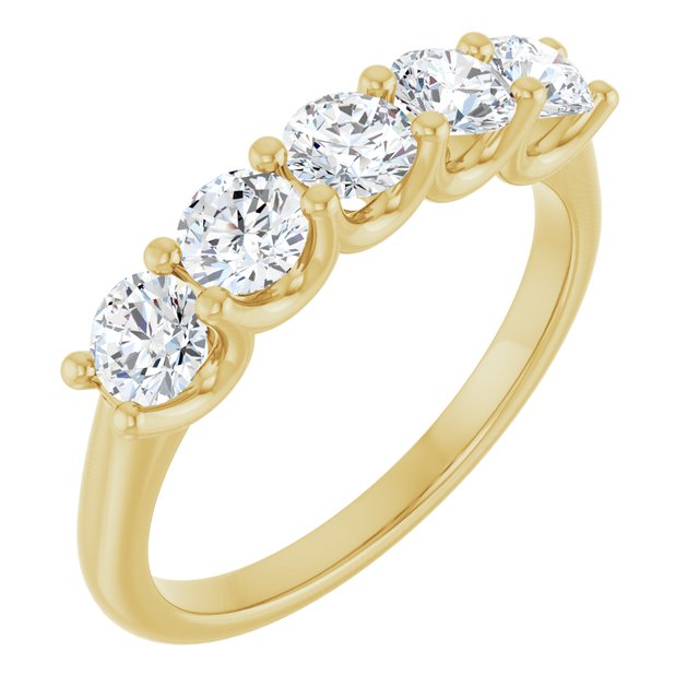 14K Yellow Or White Gold Round Polished Lab-Grown Diamond Anniversary Band, Size: 7