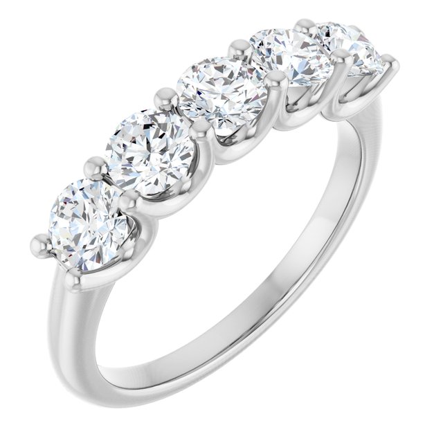 14K Yellow Or White Gold Round Polished Lab-Grown Diamond Anniversary Band, Size: 7