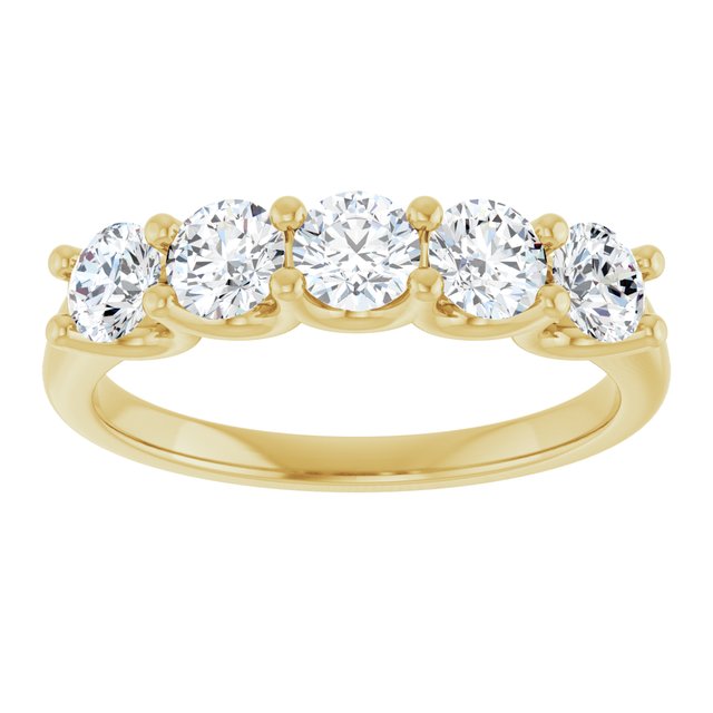 14K Yellow Or White Gold Round Polished Lab-Grown Diamond Anniversary Band, Size: 7