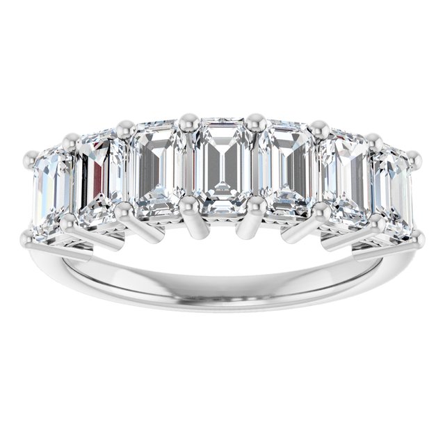14K Yellow Or White Gold Emerald 5 X 3 Mm Polished 2 1/2 Ctw Natural Diamond Anniversary Band Size 7