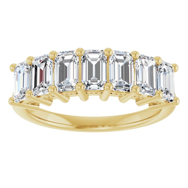 14K Yellow Or White Gold Emerald 5 X 3 Mm Polished 2 1/6 Ctw Lab-Grown Diamond Anniversary Band Size 7