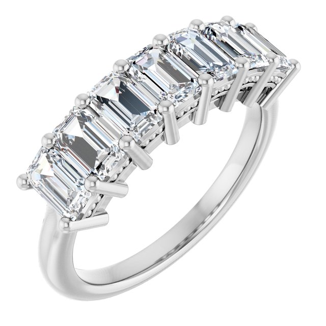 14K Yellow Or White Gold Emerald 5 X 3 Mm Polished 2 1/2 Ctw Natural Diamond Anniversary Band Size 7