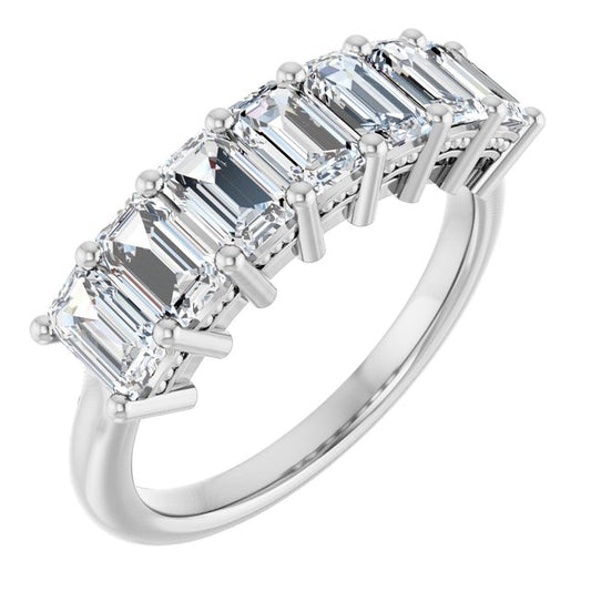 14K Yellow Or White Gold Emerald 5 X 3 Mm Polished 2 1/6 Ctw Lab-Grown Diamond Anniversary Band Size 7