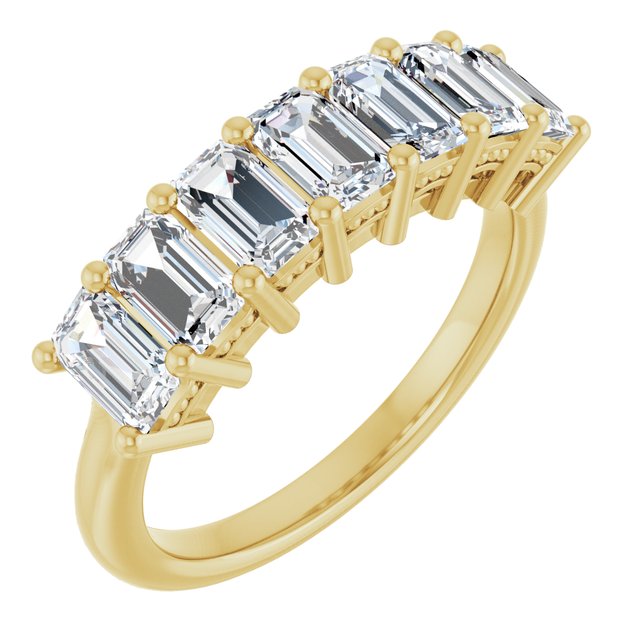 14K Yellow Or White Gold Emerald 5 X 3 Mm Polished 2 1/6 Ctw Lab-Grown Diamond Anniversary Band Size 7