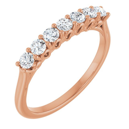 14K Rose Gold Round 2.5 Mm Polished 3/8 Ctw Natural Diamond Anniversary Band, Size 7